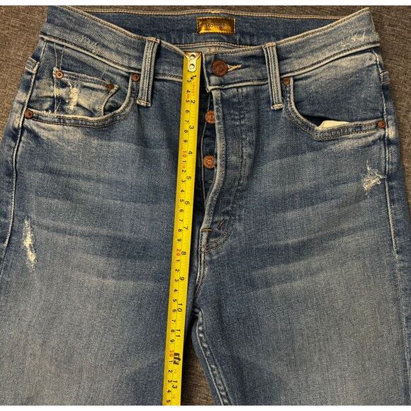 Mother Tomcat Distressed Cropped Jeans Sz 27 Button Fly Play Like a Pirate Wash - Picture 4 of 9